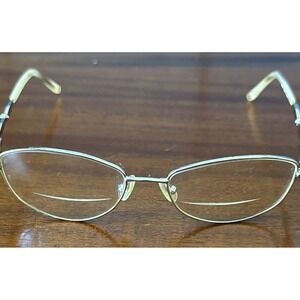 Liz Claiborne Eyeglass Frames 3YG 130 Gold Tone‎ Women's Semi Rimless Oval Link